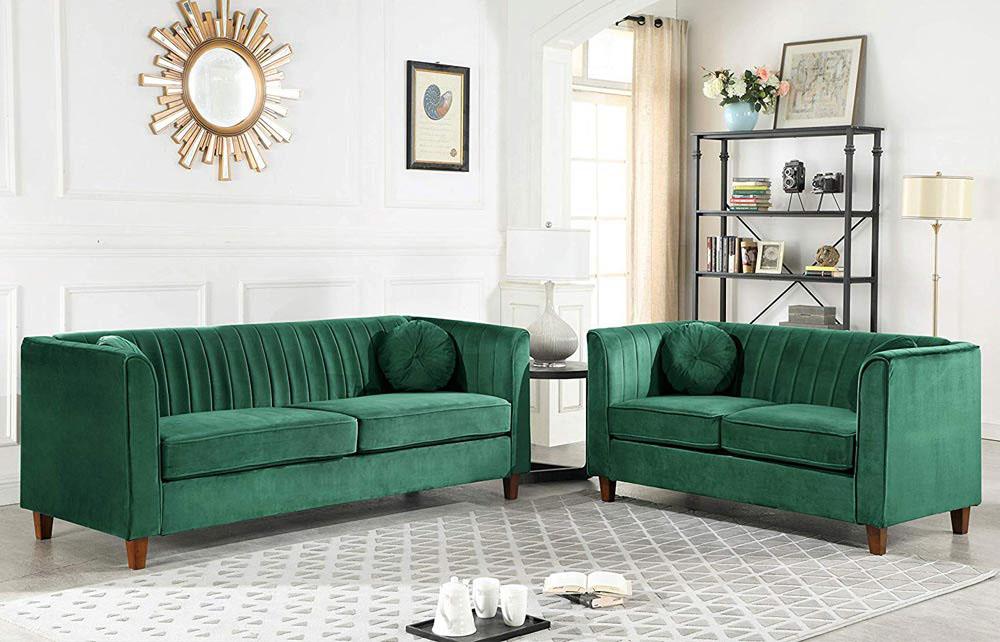 Sofa Màu Xanh Lá Cây Đầy Xanh Mát Và Cá Tính Cho Phòng Khách