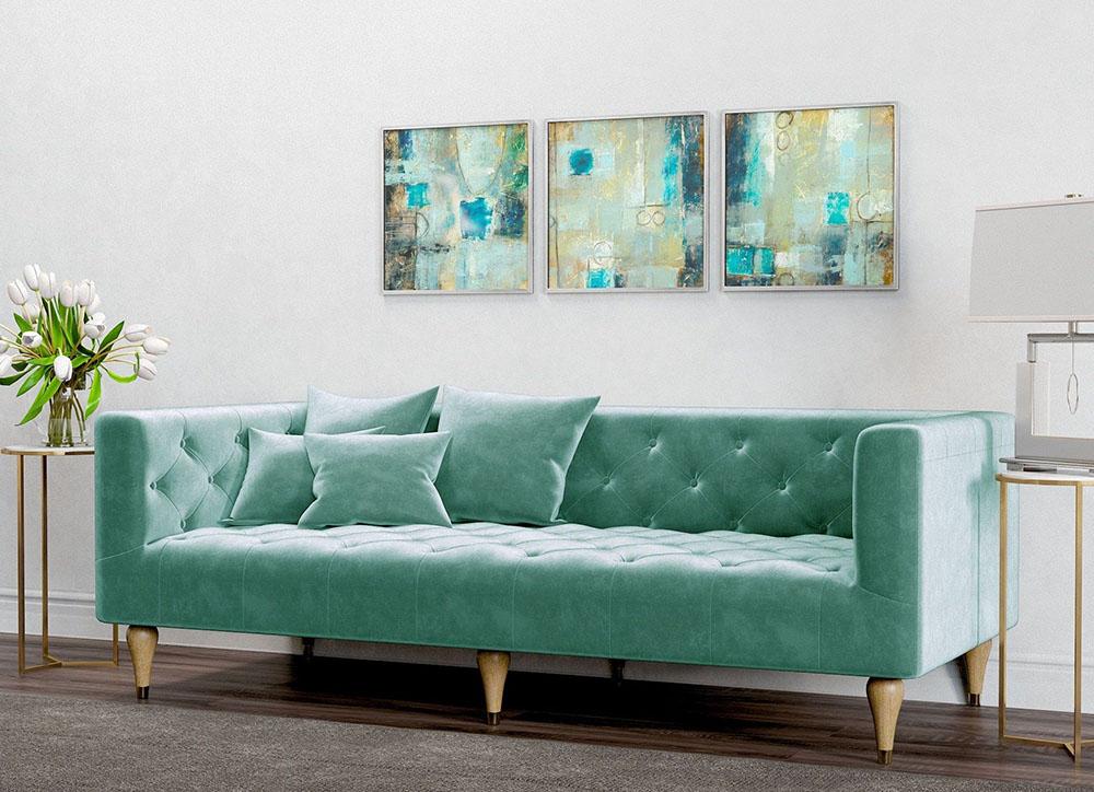 Ghế Sofa Màu Xanh Ngọc Dịu Mát Và Trang Nhã Cho Phòng Khách