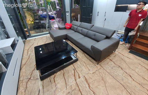 Giao hàng sofa da góc 1130L – Malaysia cho nhà chị Thảo tại Gamuda Garden – Quận Hoàng Mai