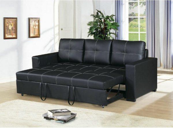 Sofa màu đen kết hợp giường gấp gọn