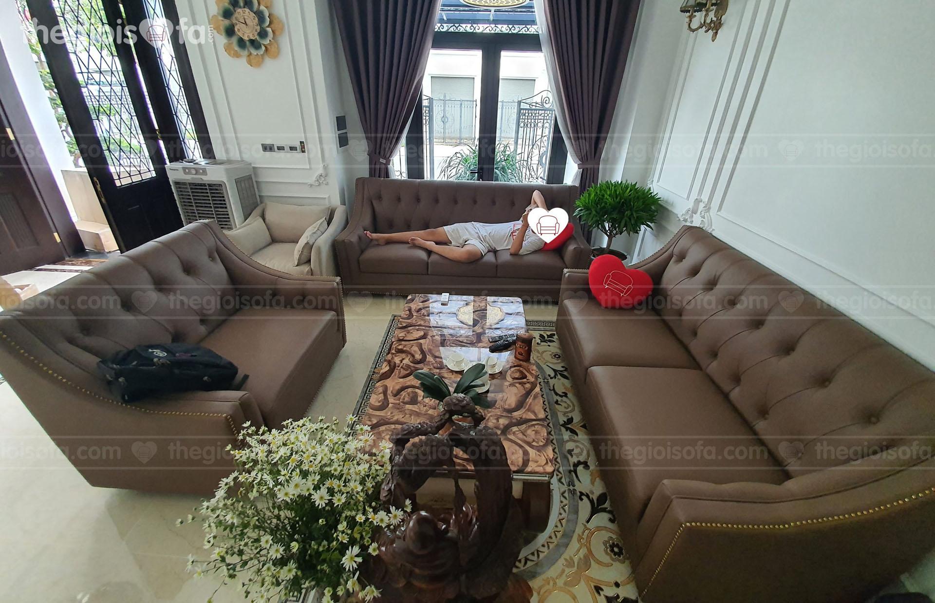 Giao hàng Combo 4 mẫu sofa da PU cao cấp, sofa nỉ đơn cho nhà chú Hùng tại Vinhome – Thanh Hóa