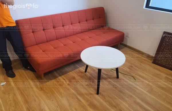 Giao hàng sofa giường Sofaland vera màu cam cho anh Giang tại Huyện Thanh Trì
