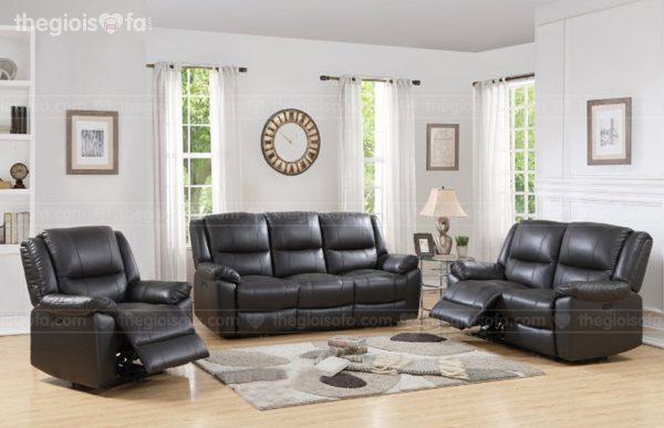 Set sofa thư giãn Olivia (3-1) da bò tiếp xúc màu đen