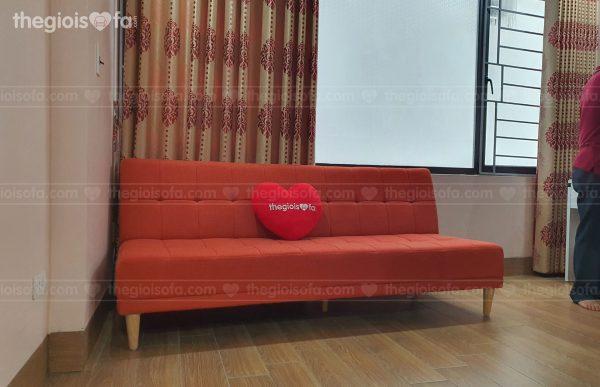 Giao hàng sofa giường vải màu cam Sofaland vera cho chị Hương tại 98 Đàm Quang Trung - Mua sofa Quận Long Biên