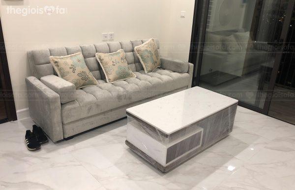 Giao hàng combo Sofa giường cao cấp Sofaland Briley, bàn trà Bàn trà Halo Black và Bàn trà Valencia White cho anh Minh tại Tân Hoàng Minh – E’dorado Mua sofa Quận Tây Hồ