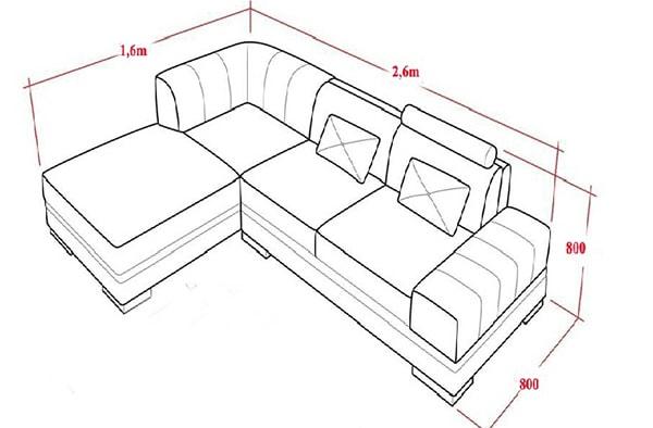 Kích thước sofa góc tiêu chuẩn