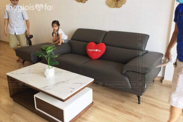 Giao hàng sofa văng da Lyman cao cấp cho chị Ngân tại chung cư 360 Giải Phóng – Mua sofa Quận Thanh Xuân