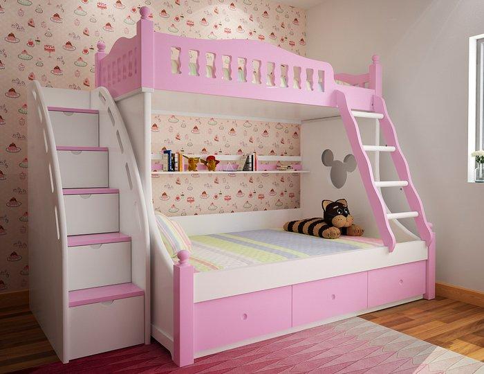 10 mẫu giường tầng màu hồng đẹp cho bé gái xu hướng 2022