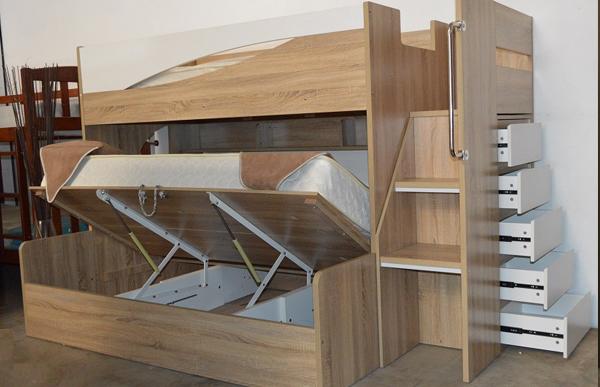 giường tầng khung gỗ sồi đơn giản
