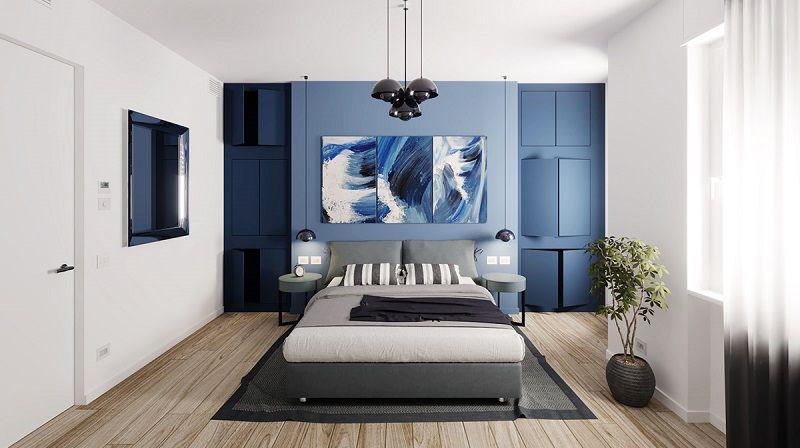 Phòng ngủ màu xanh lam