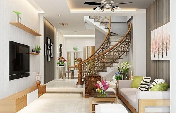 Thiết kế phòng khách cạnh cầu thang