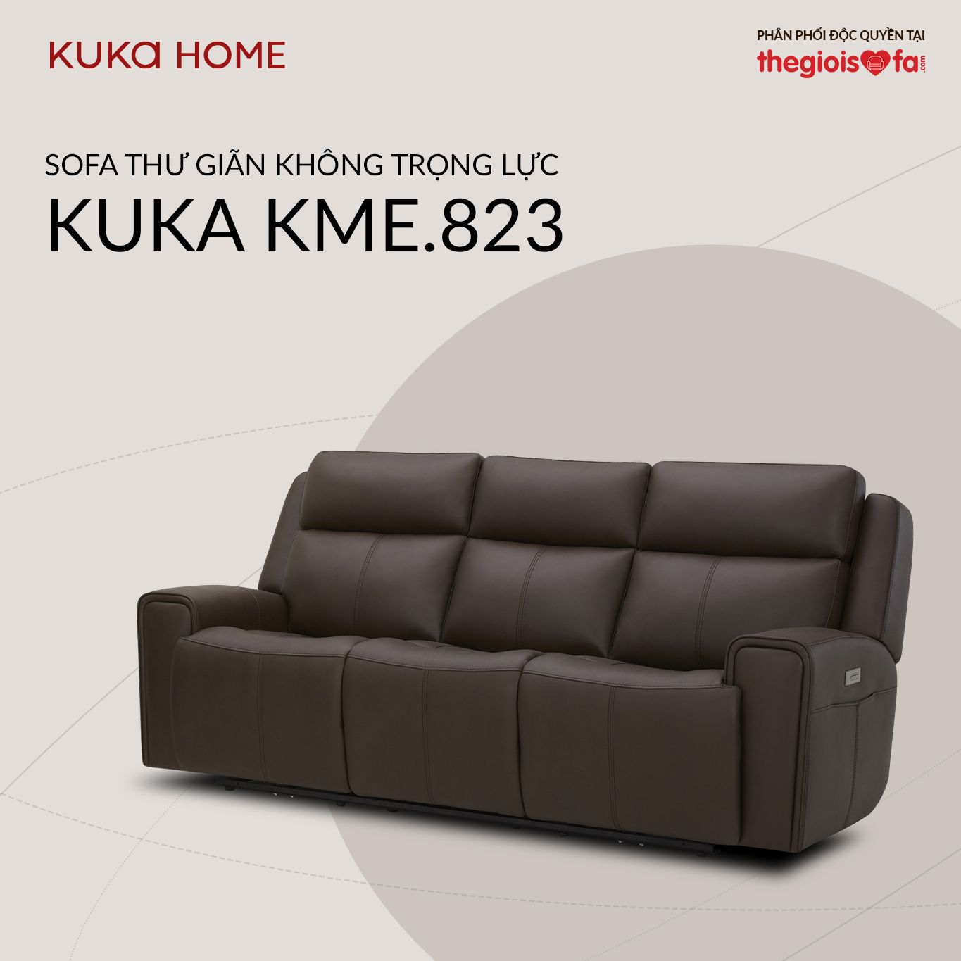 Sofa văng da điện Kuka KME.823